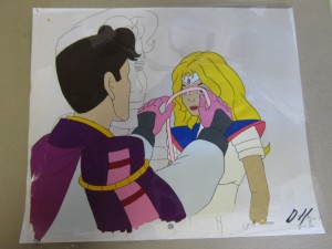 Toon Makers' Sailor Moon cel - Darian, Tuxedo Mask, giving Sailor Moon her Star Pendant (Saban Moon)