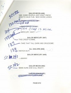 Toon Makers' Sailor Moon voice-over session script page 10