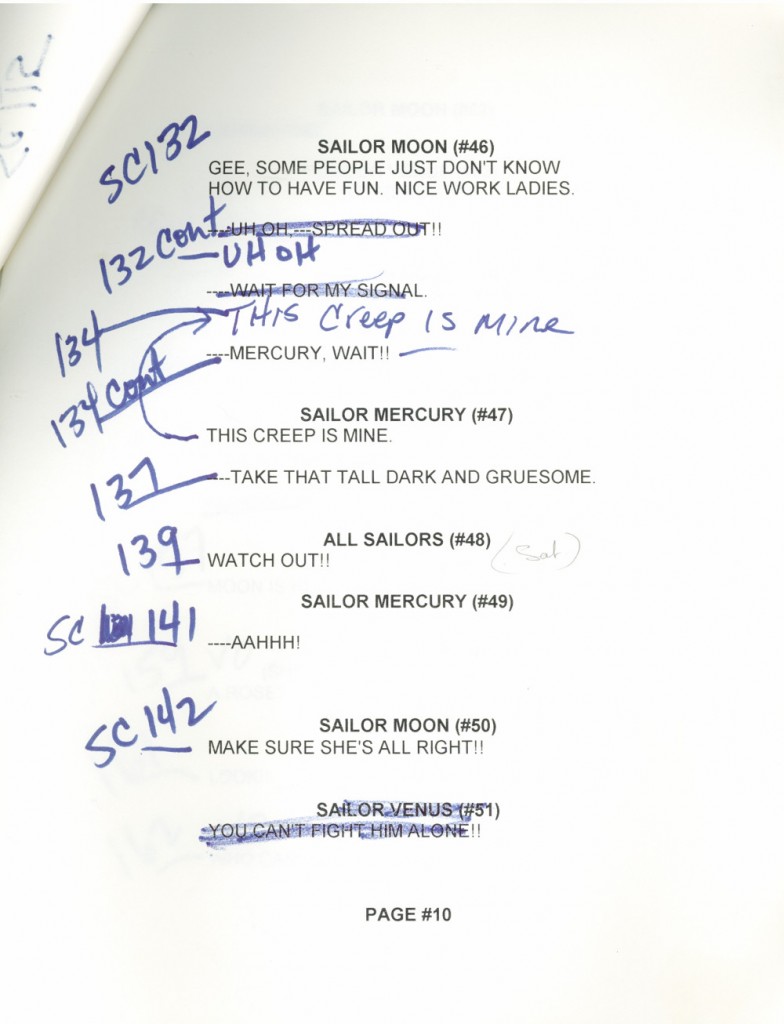 Toon Makers' Sailor Moon voice-over session script page 10