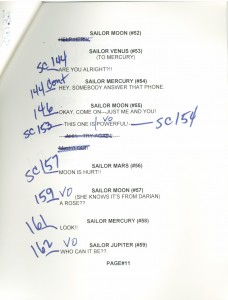 Toon Makers' Sailor Moon voice-over session script page 11