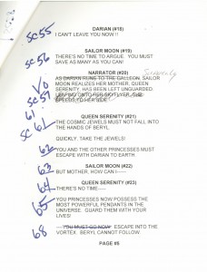 Toon Makers' Sailor Moon voice-over session script page 5