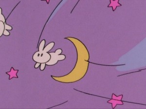Sailor Moon episode 1- Opening scene shot of a comforter