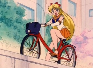 Sailor Venus on a bike