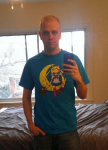 Adam wearing an Adventure Moon T-Shirt