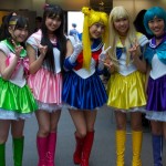 Momoiro Clover Z dressed as Sailor Moon characters