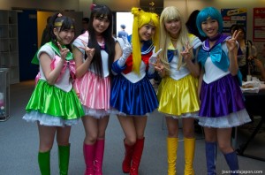 Momoiro Clover Z dressed as Sailor Moon characters