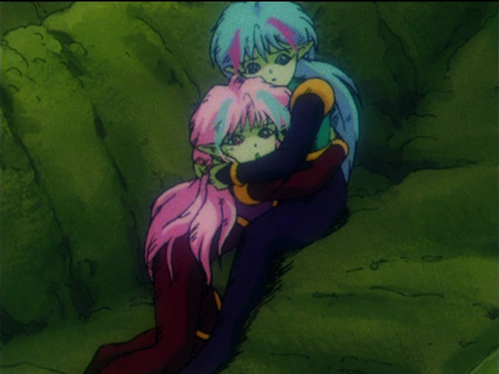 Ail and An as children at the Makaiju in Sailor Moon R