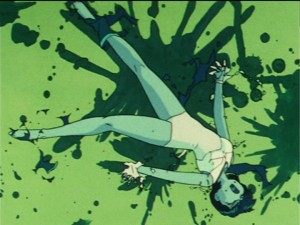 Sailor Mercury getting her suit destroyed showing a one piece suit with no separate panties