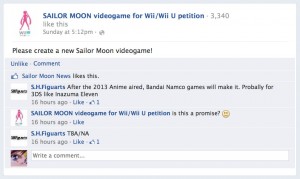 Sailor Moon 3DS video game rumour Facebook post