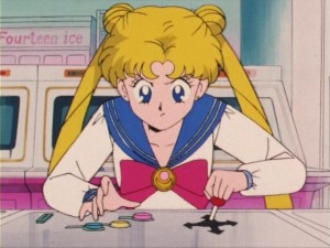 Usagi playing the Sailor V video game