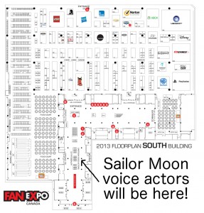 Sailor Moon voice actor location Fan Expo 2013