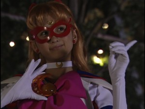 Ayaka Komatsu as Sailor V from the live action Pretty Guardian Sailor Moon series