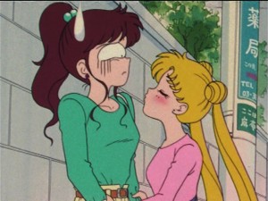 Usagi trying to kiss Makoto