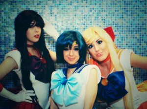 Monika Lee as Sailor Mars, Riddle as Sailor Mercury and Jessica Nigri as Sailor Venus