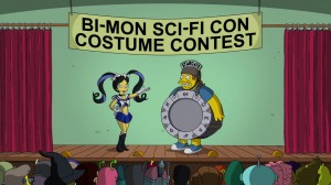 Sailor Moon reference in The Simpsons - Kumiko as a Sailor Senshi and Comic Book Guy as The Stargate at Bi-Mon Sci-Fi Con