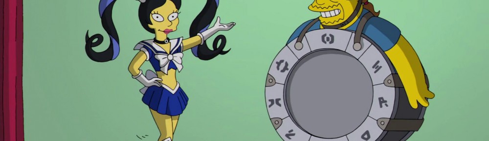 Sailor Moon reference in The Simpsons - Kumiko as a Sailor Senshi and Comic Book Guy as The Stargate