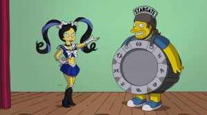 Sailor Moon reference in The Simpsons - Kumiko as a Sailor Senshi and Comic Book Guy as The Stargate