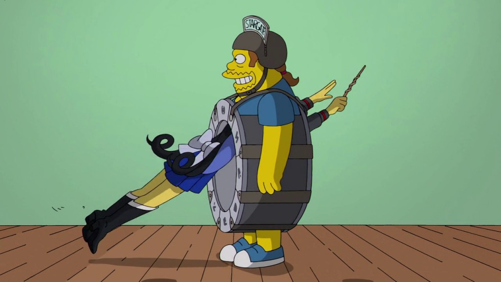 Sailor Moon reference in The Simpsons - Kumiko as a Sailor Senshi jumping through Comic Book Guy dressed as The Stargate