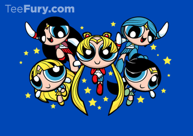 "SailorPuff Girls" Sailor Moon/Powerpuff Girls shirt at TeeFury