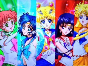 New character designs for Sailor Jupiter, Sailor Mercury, Sailor Moon, Sailor Mars and Sailor Venus from Sailor Moon Crystal