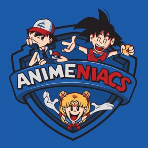 Animeniacs shirt feturing Ash Ketchum, Goku and Sailor Moon