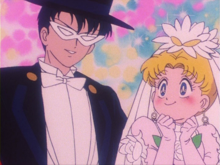 Sailor Moon episode 16 Tuxedo Mask and Usagi getting