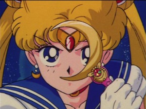 Sailor Moon using her Moon Stick