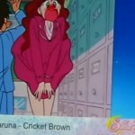 Cricket Brown as Haruna having her skirt flipped by Umino