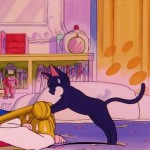 Luna trying to wake up Usagi