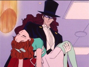 Sailor Moon episode 19 - Nephrite as Tuxedo Mask with Naru