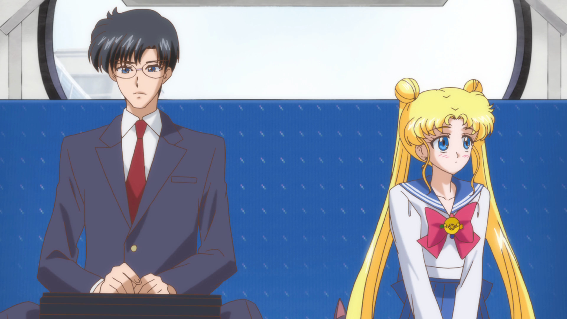 Sailor Moon Crystal Act 3, Rei - Mamoru and Usagi on the bus.