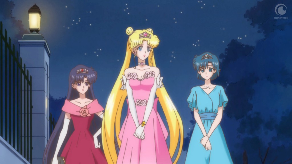 Sailor Moon Crystal Act 4 - Rei, Usagi and Ami dressed as princesses
