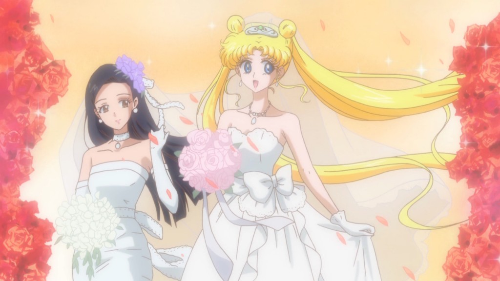 Sailor Moon Crystal Act 5 - Yumiko and Usagi in wedding dresses