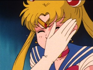 Sailor Moon episode 35 - Sailor Mars slapping Sailor Moon