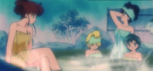 Sailor Moon episode 40 - Makoto, Minako, Rei and Ami at the hot springs