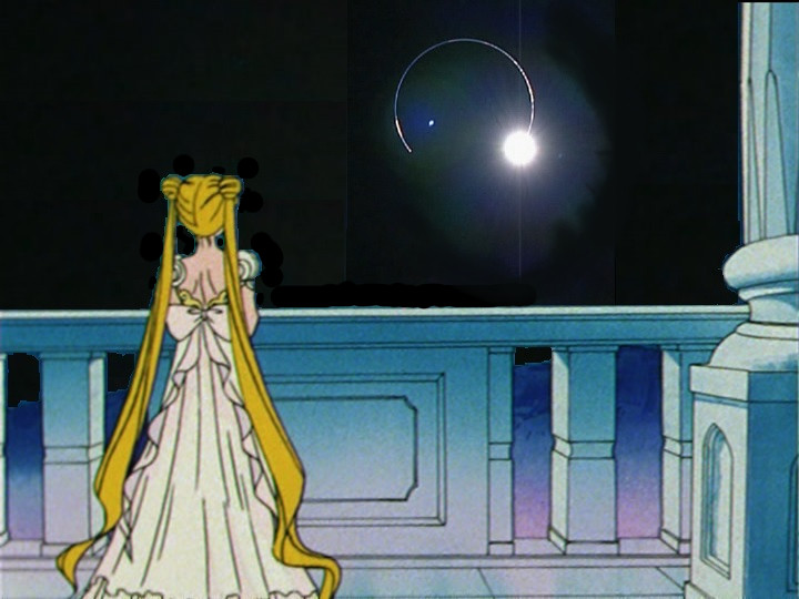 Princess Serenity staring at the Earth during a Lunar eclipse