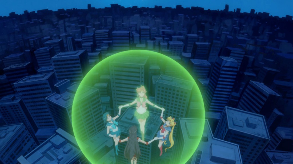 Sailor Moon Crystal Act 8 - Sailor Jupiter flying with everyone in tow