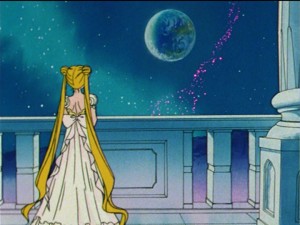 Sailor Moon episode 44 - Princess Serenity gazing at the Earth
