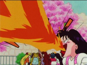 Sailor Moon R episode 51 - Rei breathing fire