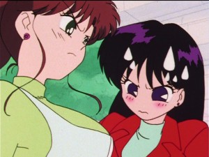 Sailor Moon R episode 56 - Rei is jealous of Makoto's breasts