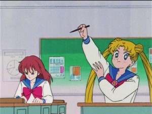 Sailor Moon R episode 57 - Natsumi and Usagi in class
