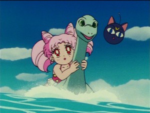 Sailor Moon R episode 67 - Chibiusa riding Kirin