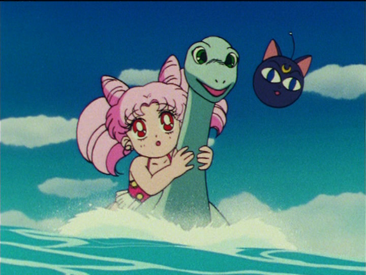 Sailor Moon R episode 67 - Chibiusa riding Kirin