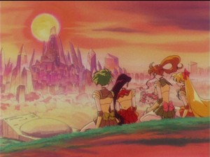 Sailor Moon R episode 68 - The Sailor Guardians and Chibiusa in Crystal Tokyo