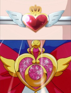 Cute High Earth Defense Club Love! transformation bracelets and Sailor Moon's Crisis Moon Compact