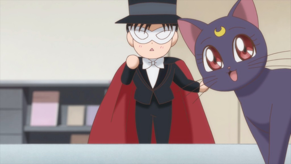 Sailor Moon Crystal Act 16 - Tuxedo Mask Puppet and ventriloquist Luna who Chibiusa already knows