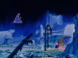 Sailor Moon R episode 84 - Chibiusa in the park in 30th Century Crystal Tokyo