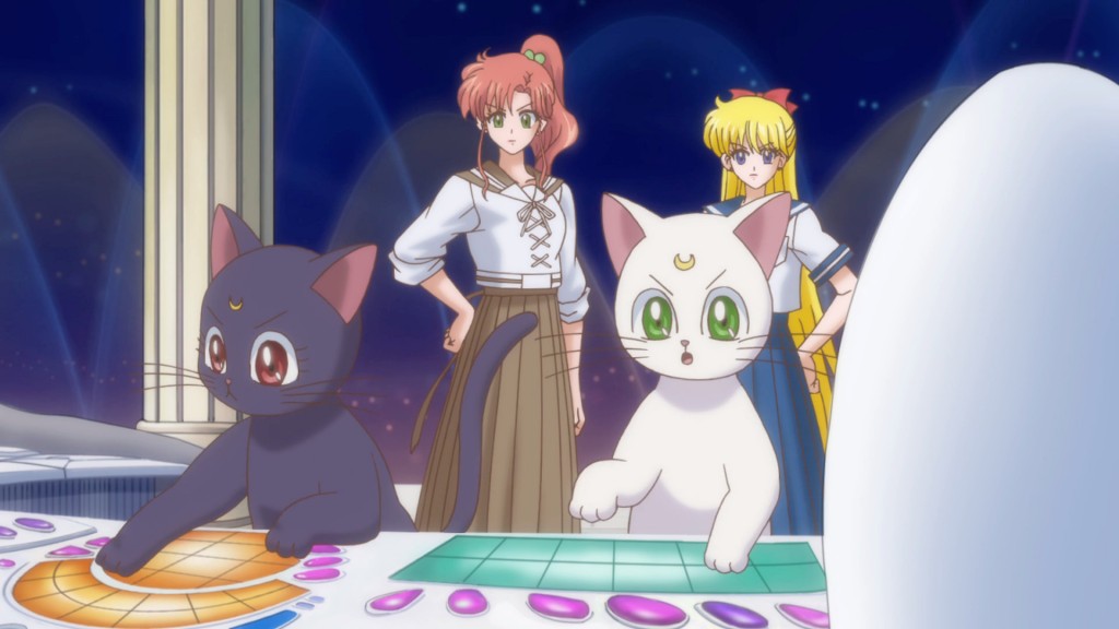 Sailor Moon Crystal Act 17 - Luna and Artemis typing on a computer