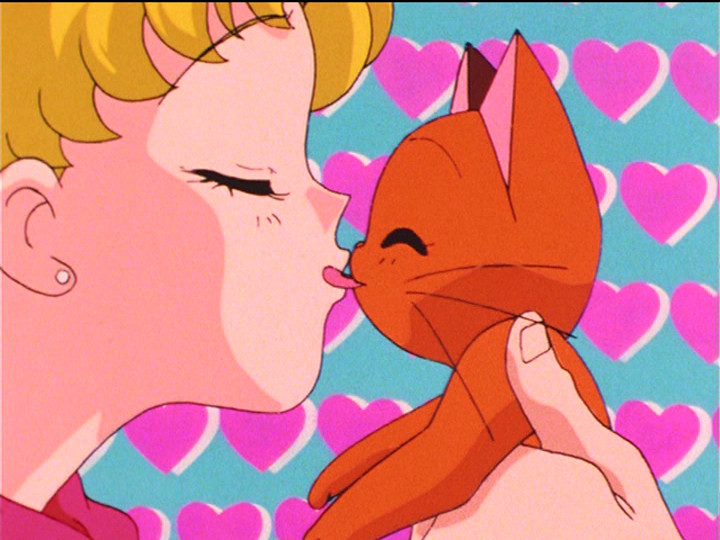 Sailor Moon S episode 91 - A cat licks Usagi