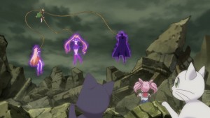 Sailor Moon Crystal Act 20 - Esmeraude grabs Sailor Venus, Sailor Moon and Tuxedo Mask with her 3 arms